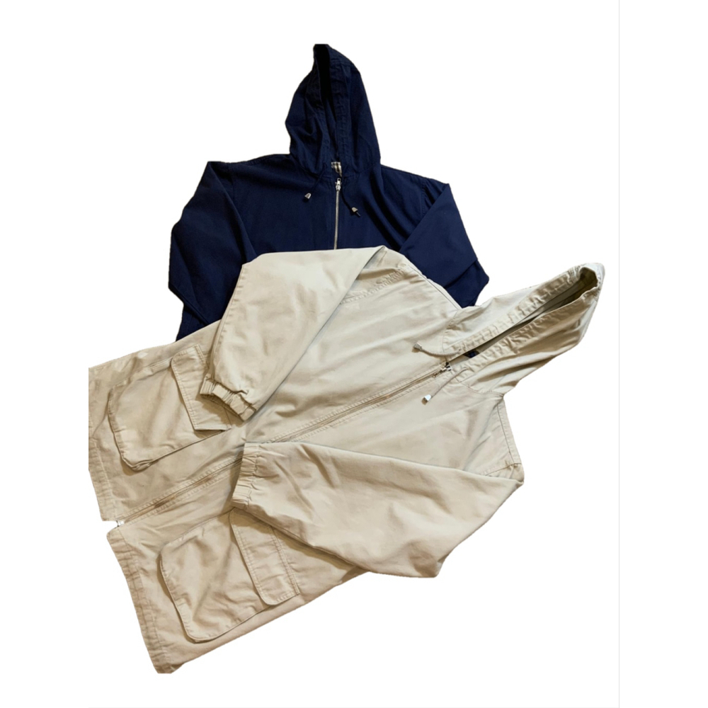 Falls‎ Creek Men's Beige Blue Hooded Jacket 2 Piece Bundle Size Medium Gorpcore